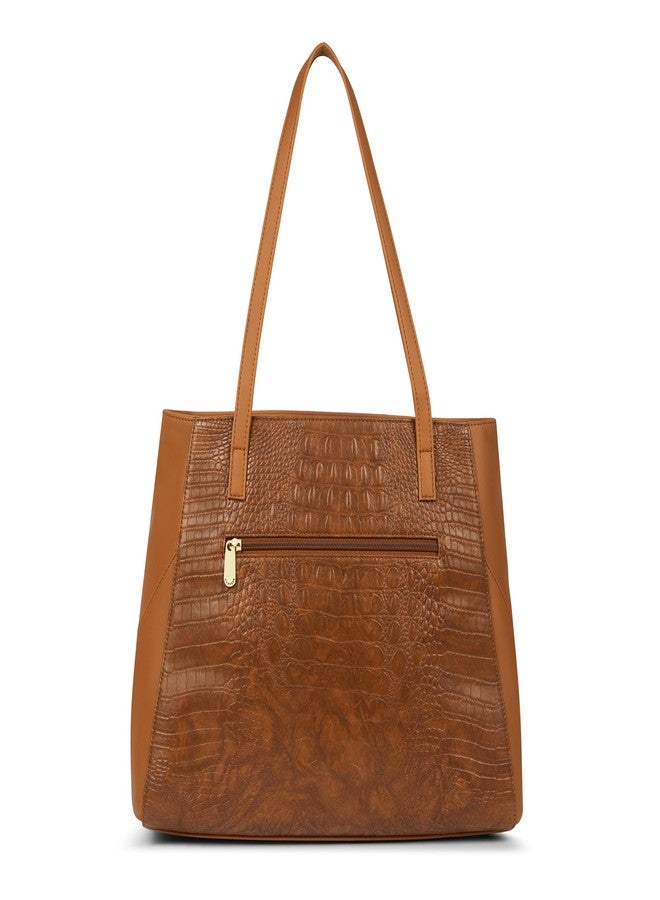 Caprese Vani Large Satchel Bag for Women with Multiple Compartments for Organization and Comfort | Stylish, Durable, and Spacious Interior Shoulder Bag for Work, Travel, and Everyday Use (Tan) - Image 5
